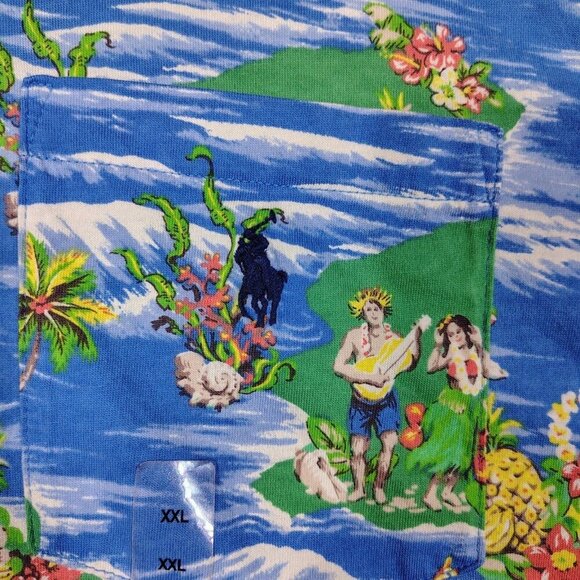 Polo Ralph Lauren Polo Shirt Mens XXL Blue Hawaiian Print Pony Logo Tropical NWT - Picture 9 of 15